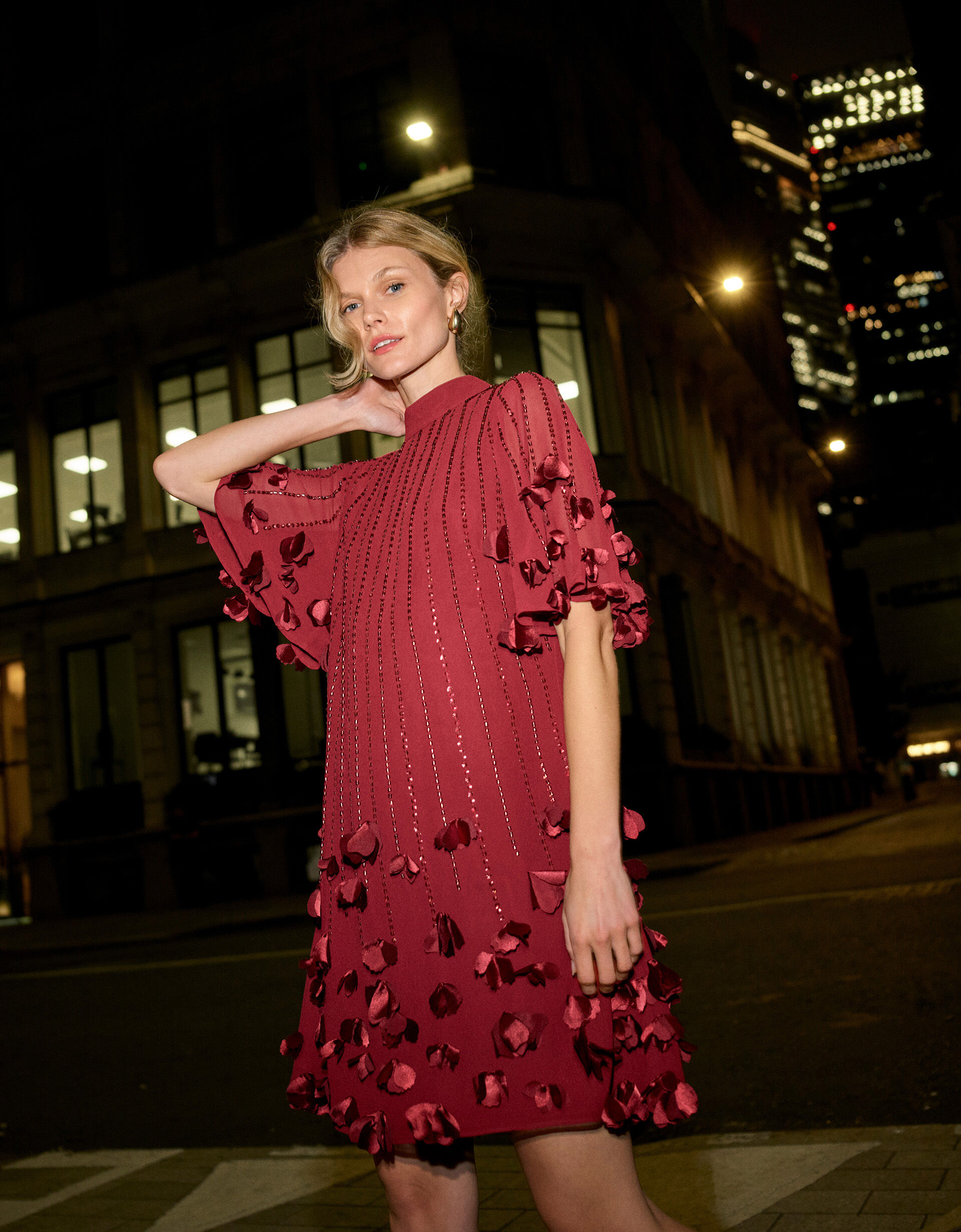 Carly Tunic Petal Dress Red Evening Dresses Monsoon UK
