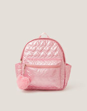Shiny Heart Quilted Backpack, , large