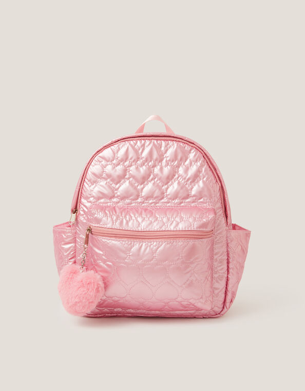 Shiny Heart Quilted Backpack, , large