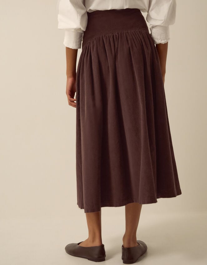 Jenny Drop Waist Corduroy Midi Skirt, Brown (CHOCOLATE), large