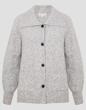 Clay Collar Cardigan, Grey (GREY), large