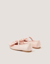 Bow Satin Ballet Flats, Pink (PINK), large