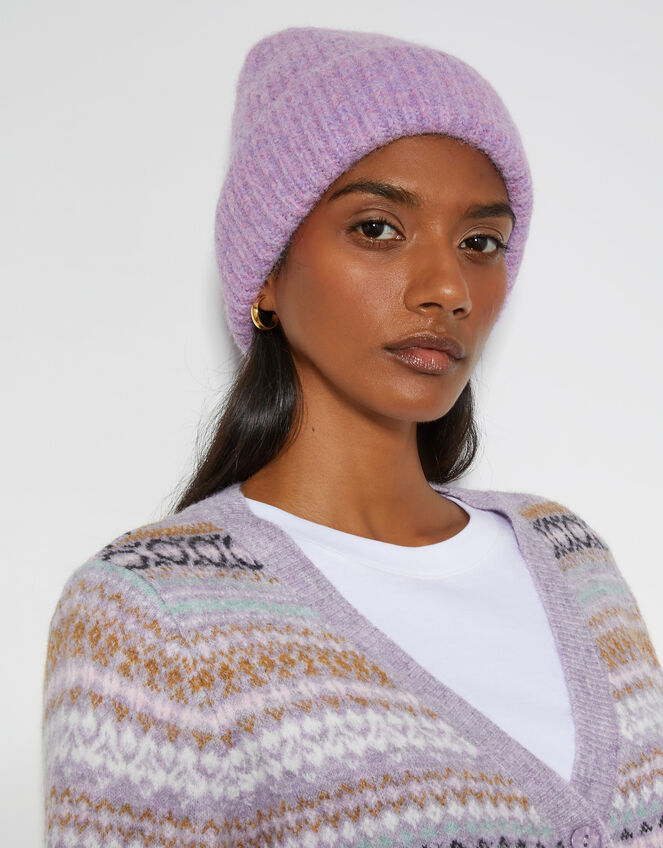 Cassy Knit Beanie , Purple (LILAC), large