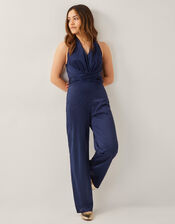 Tia Twist Sleeveless Jumpsuit, Blue (NAVY), large