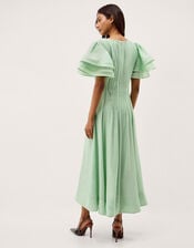 Pelia Flutter Sleeve Pleated Midi Dress, Green (MINT), large