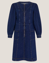 Katlyn Zip Denim Mini Dress, Blue (MID AUTHENTIC BLUE), large