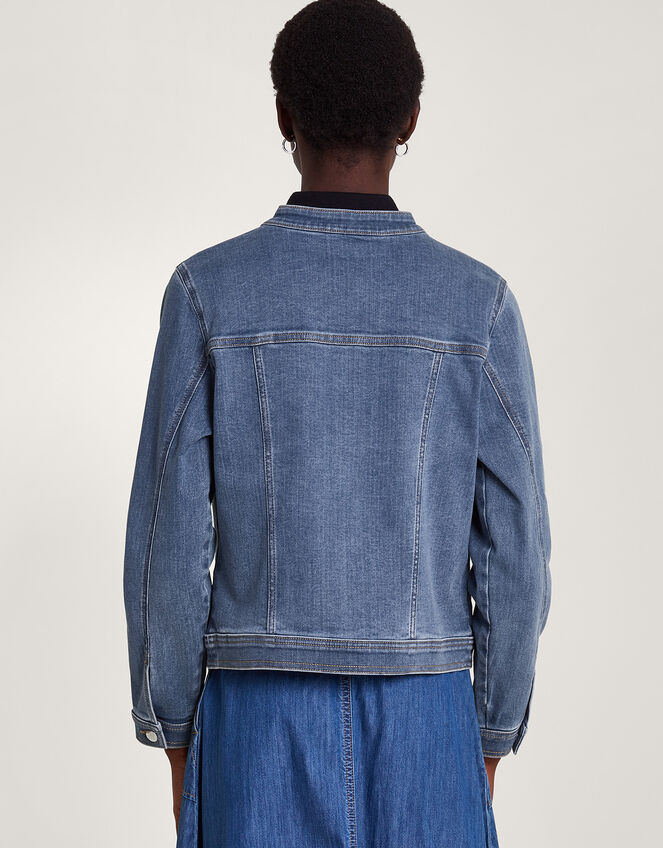 Cassey Collarless Denim Jacket, Blue (DENIM BLUE), large