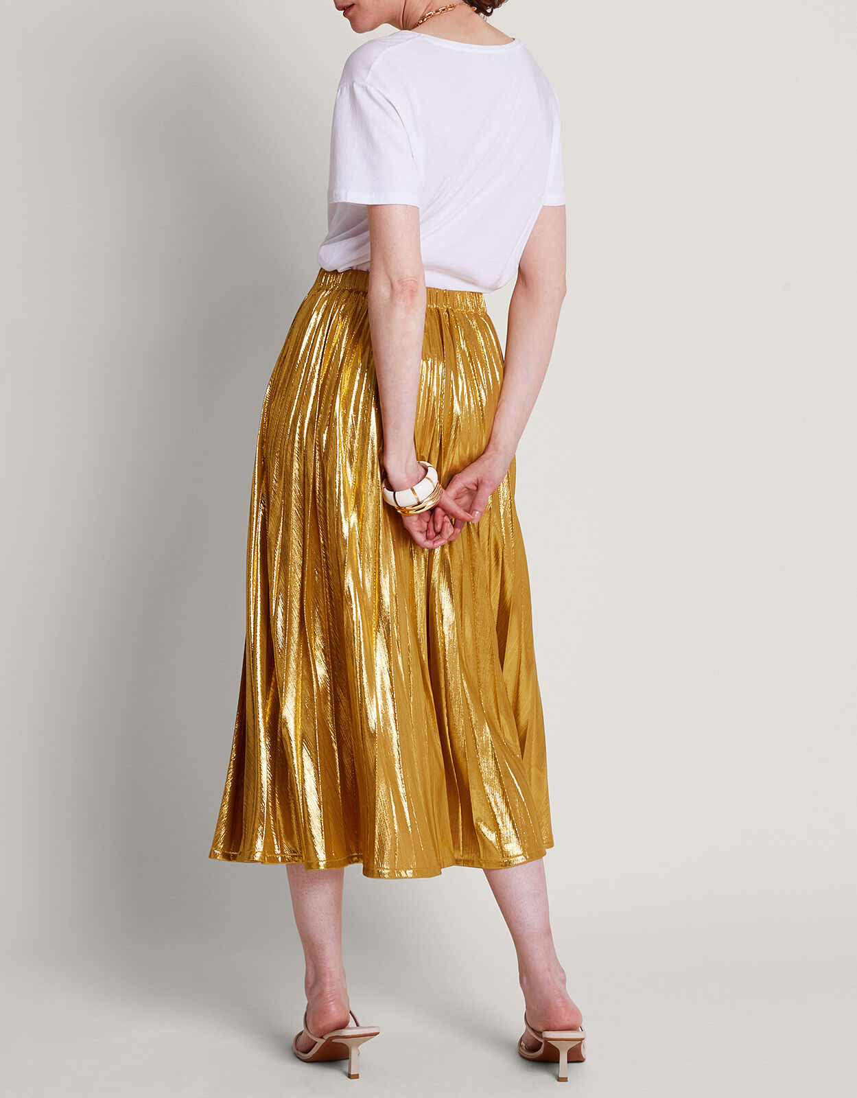 Pleated midi skirt gold new arrivals