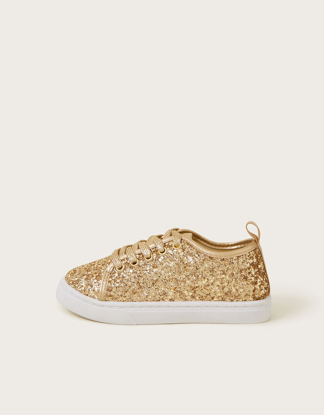 All-Over Glitter Trainers, Gold (GOLD), large