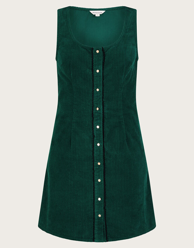 Jumbo Cord Pinafore Dress, Green (GREEN), large