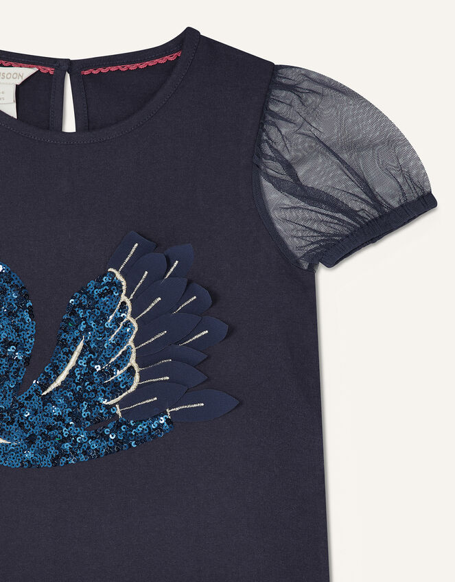 Sequin Swan T-Shirt, Blue (NAVY), large