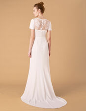 Shauna Crepe and Lace Bridal Dress, Ivory (IVORY), large