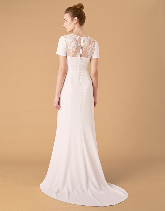 Shauna Crepe and Lace Bridal Dress, Ivory (IVORY), large