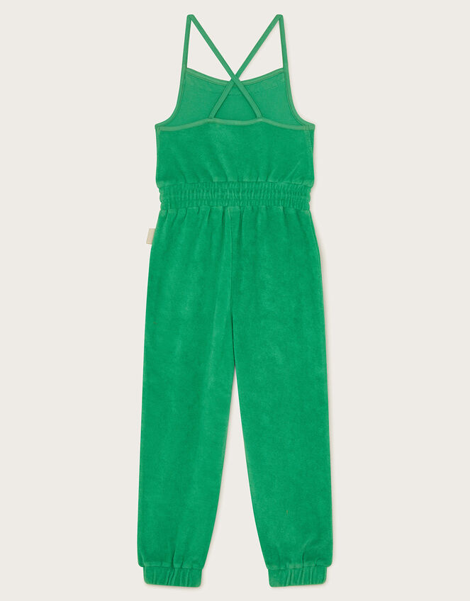 Crochet Trim Towelling Jumpsuit, Green (GREEN), large