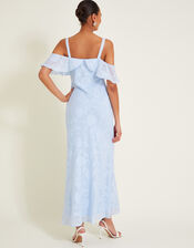 Briella Burnout Ruffle Dress, Blue (BLUE), large