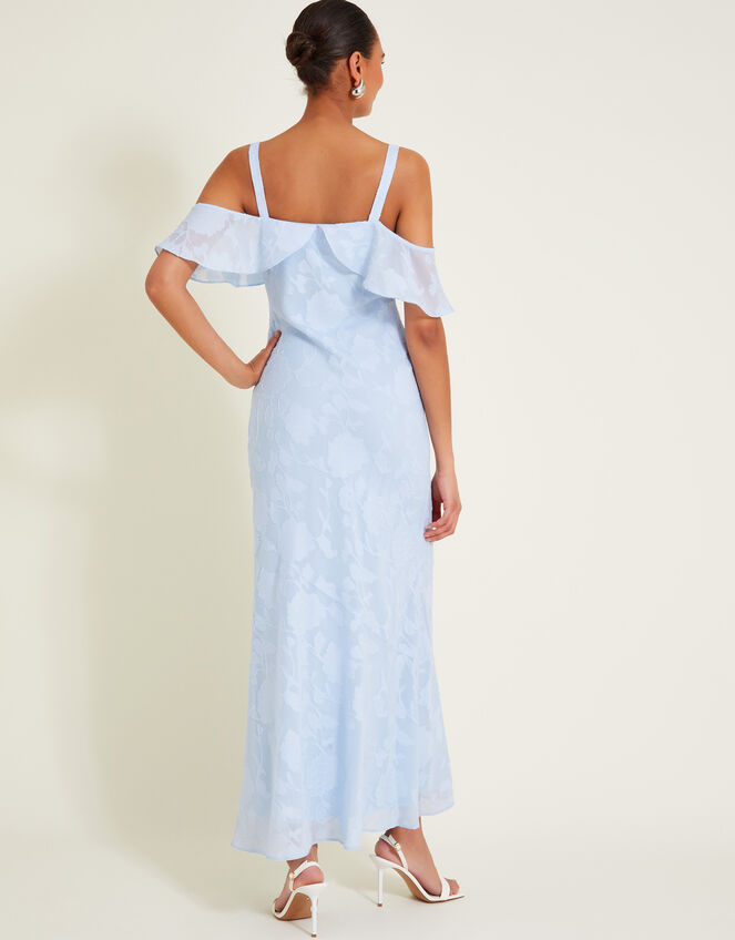 Briella Burnout Ruffle Dress, Blue (BLUE), large