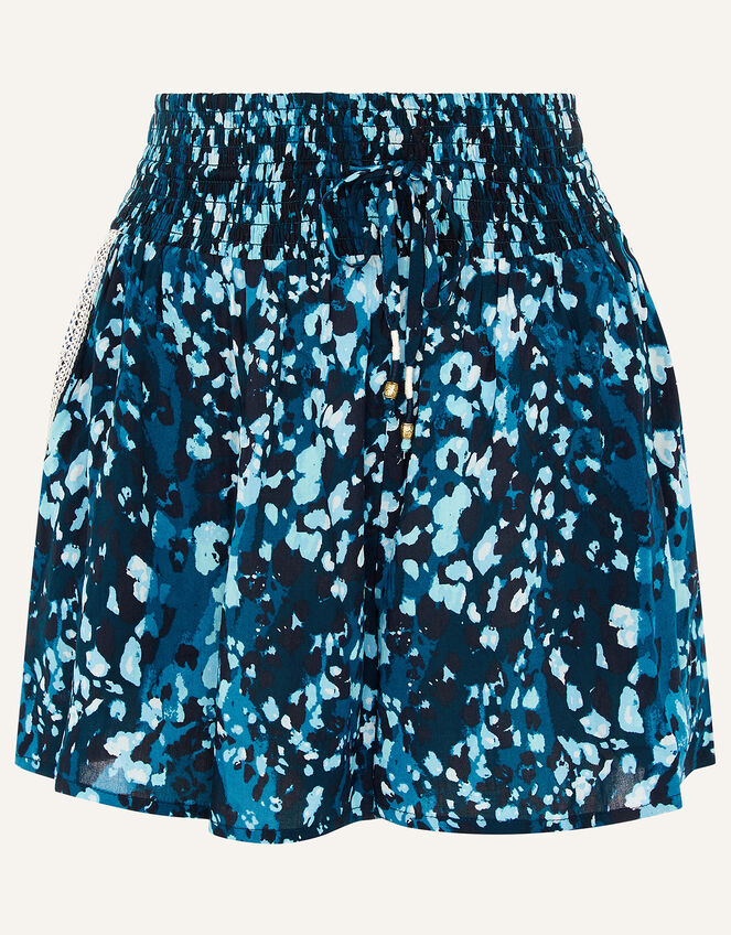 Animal Print Beach Shorts, Blue (BLUE), large