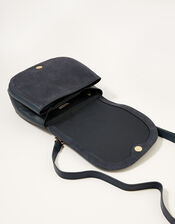 Leather Cross-Body Saddle Bag, , large