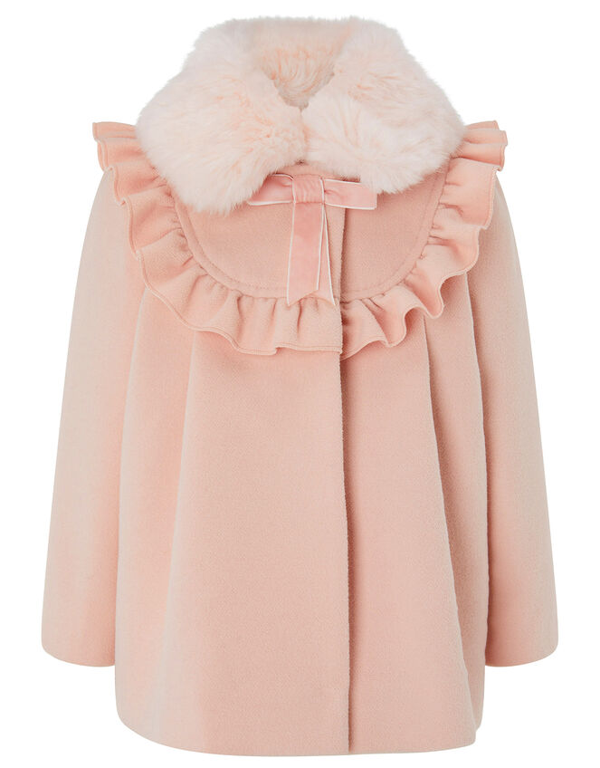 Baby Frill and Bow Coat, Pink (PALE PINK), large