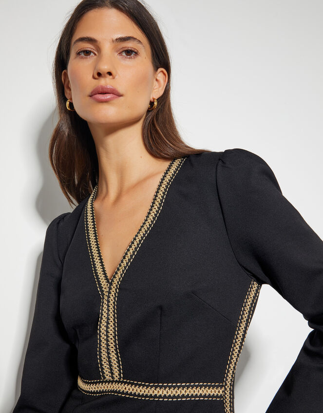 Pora Ponte Jersey Midi Dress, Black (BLACK), large