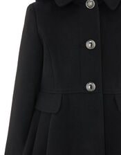 Skirted Coat with Hood, Black (BLACK), large