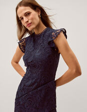 Gina Floral Lace Midi Dress, Blue (NAVY), large