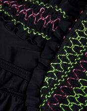 Shirred Stitch Bikini Set, Black (BLACK), large