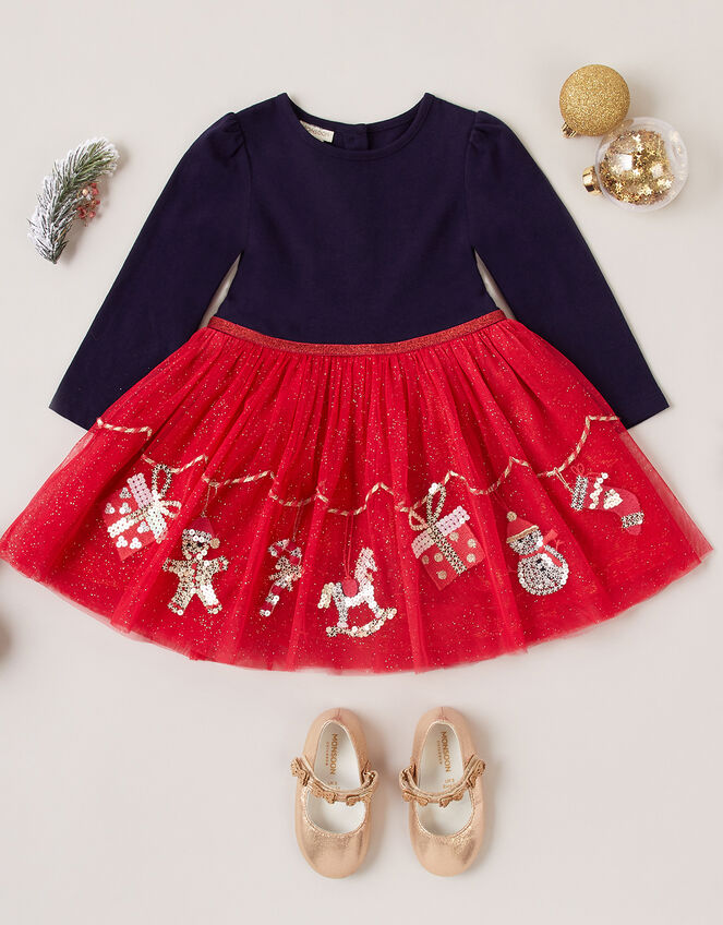 Baby XMAS Glitter Disco Dress, Red (RED), large