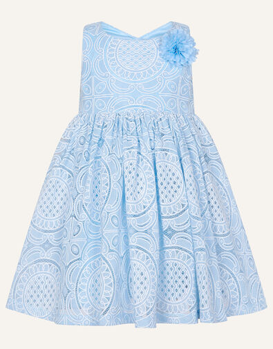 Baby Ottilie Pom-Pom Flower Dress Blue, Blue (BLUE), large