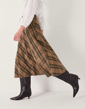 Willa Check Midi Skirt, Camel (CAMEL), large