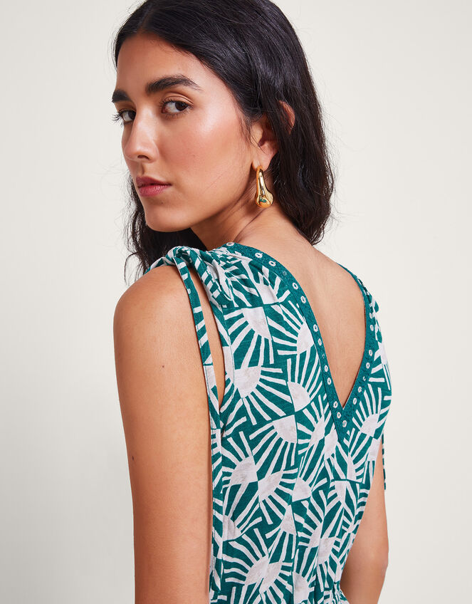 Rosana Sleeveless Print Jumpsuit, Teal (TEAL), large