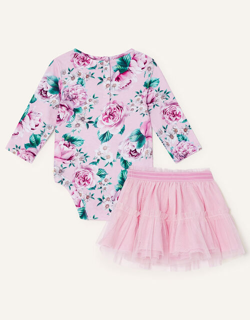 Newborn Floral Bodysuit and Tutu Set, Pink (PINK), large