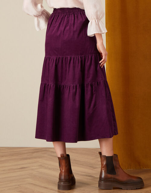 Tia Tiered Cord Skirt, Purple (PLUM), large