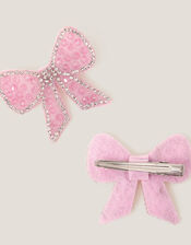 2-Pack Embellished Bow Hair Clips, , large