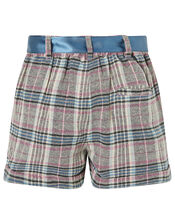 Check Shorts with Ribbon Belt, Teal (TEAL), large