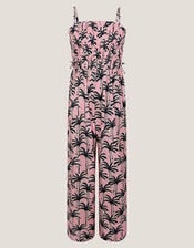 Palm Print Strappy Jumpsuit, Pink (PINK), large