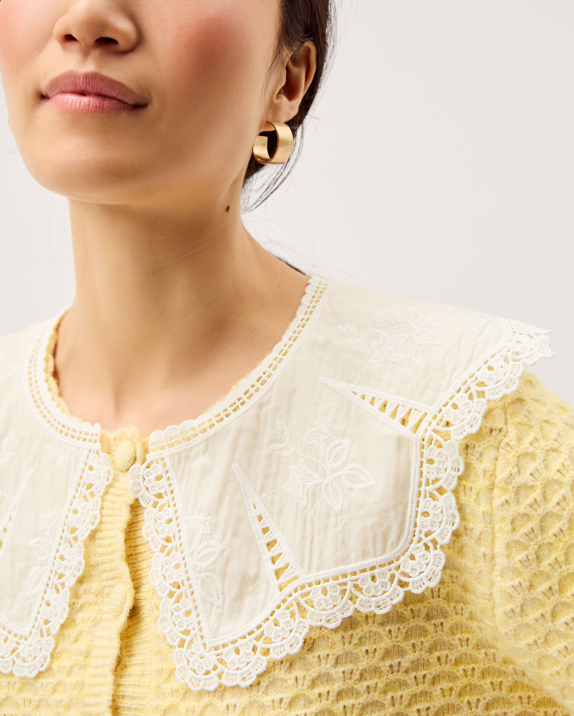 Cary Lace Collar Cardigan Yellow | Cardigans | Monsoon UK.