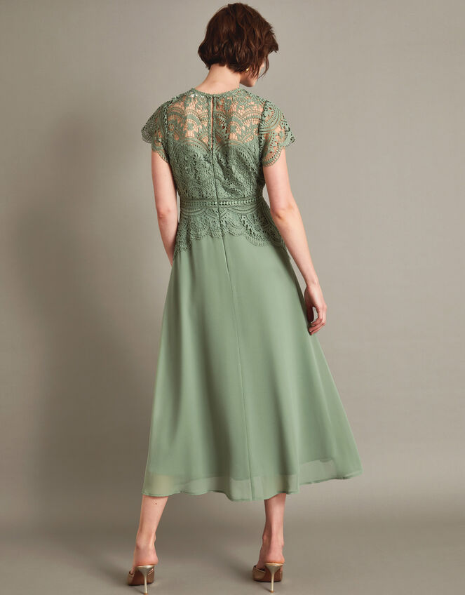Monica Lace Midi Dress, Green (OLIVE), large