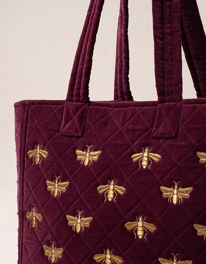 Elizabeth Scarlett Honeybee Velvet Tote Bag, , large