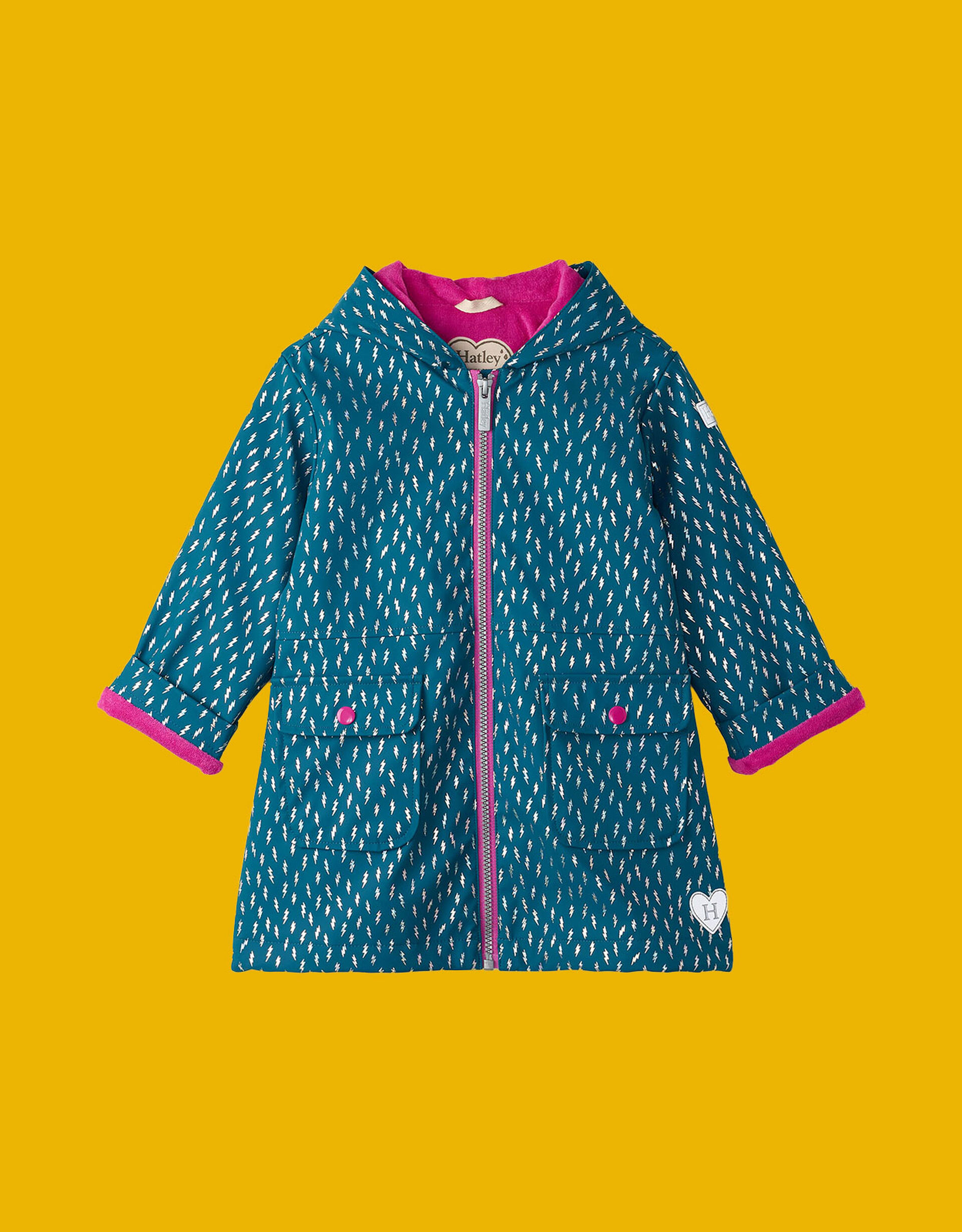 Hatley Lightning Bolt Rain Coat, Blue (BLUE), large
