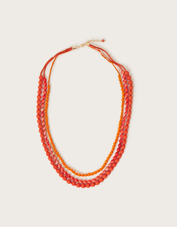 Fabric Bead Layered Necklace, , large