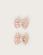 2-Pack Sequin Tweed Bow Hair Clips, , large