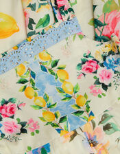 Amalfi Lemon Print Hanky Hem Dress, White (WHITE), large