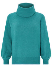 Mika Cowl Neck Knit Jumper, Green (GREEN), large
