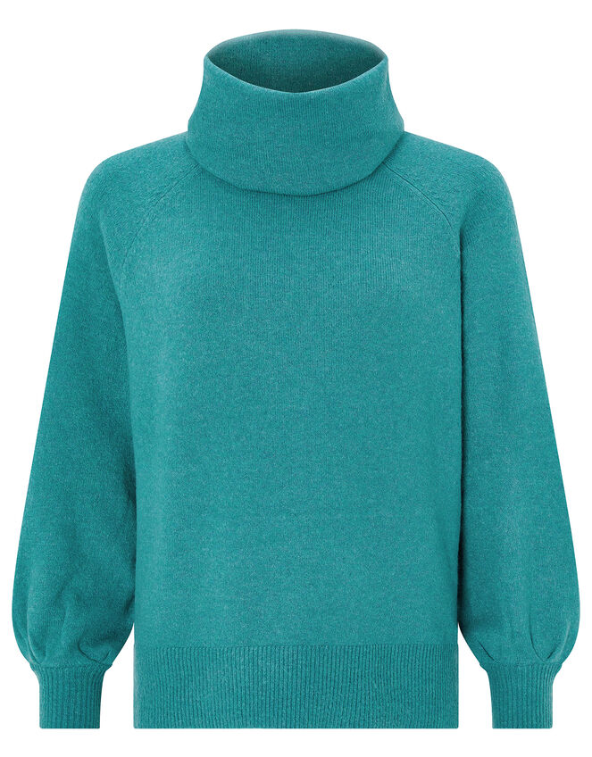 Mika Cowl Neck Knit Jumper, Green (GREEN), large