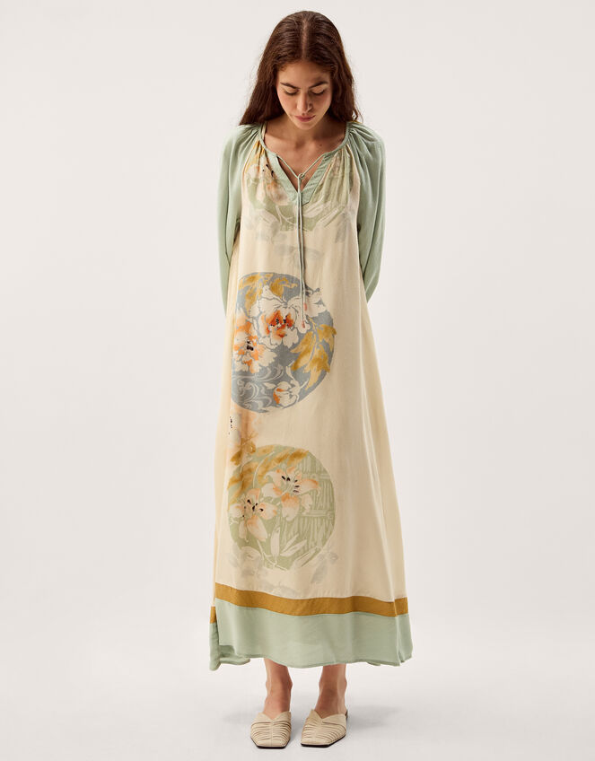 Clemence Amelie Floral Dobby Midi Dress Cream