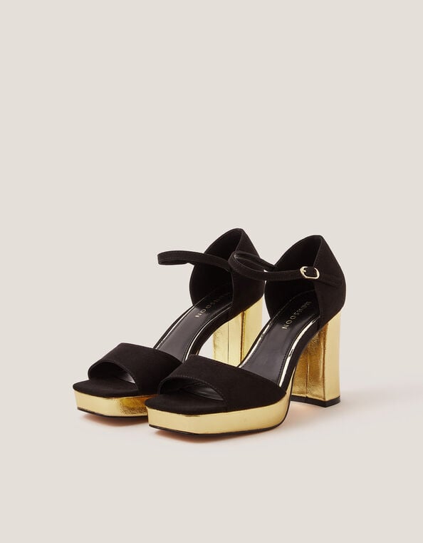 Faith Two Tone Platform Heels, Black (BLACK), large