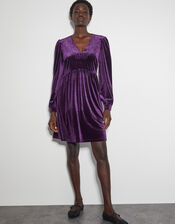 Vali Velvet Swing Mini Dress, Purple (PLUM), large