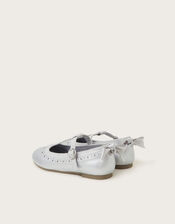 Shimmer Bow T-Bar Ballet Flats, Silver (SILVER), large