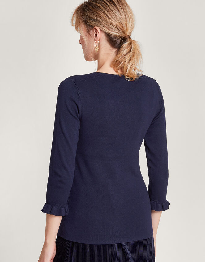 Square Neck ¾ Sleeve Jumper with LENZING™ ECOVERO™ Blue